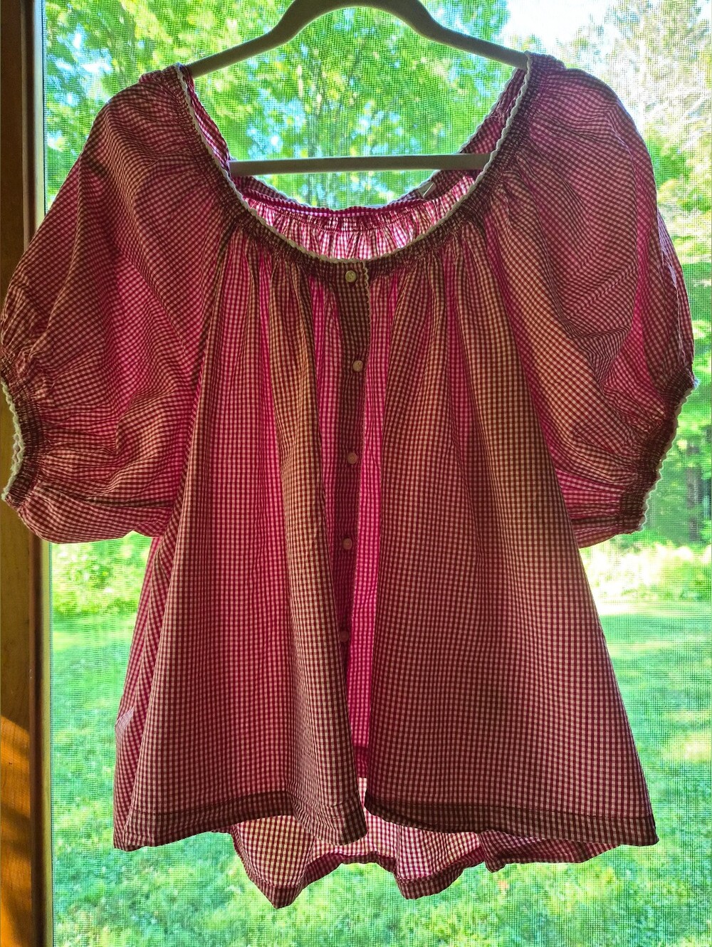 Doen June Top in Red Gingham Cotton XXL  (Retail $188) - Picture 6 of 7